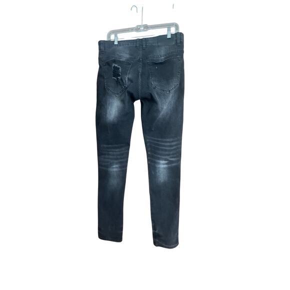 Men’s Moto skinny ripped inlaid embellished mid rise Majestik jeans distressed - Picture 2 of 15